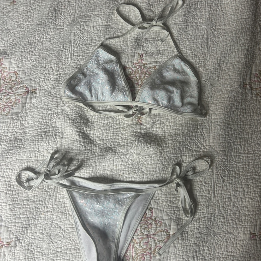 Sparkly Silver Bikini Set